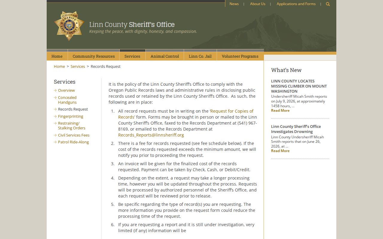 Linn County released inmate record request options