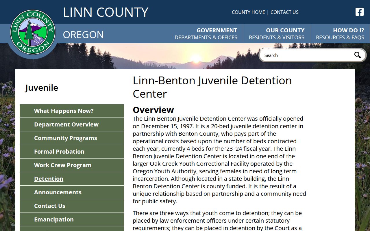 Linn-Benton Juvenile Detention Center release and confidentiality source