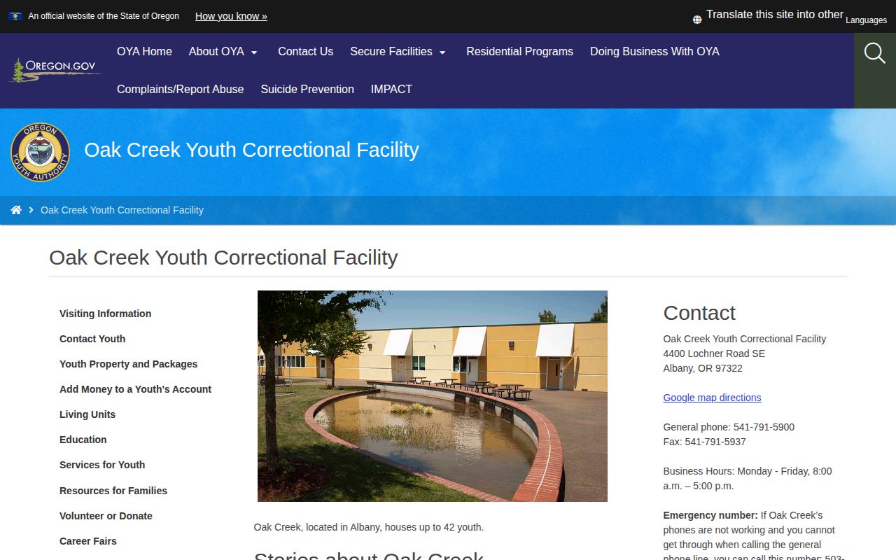 Jackie Winters Transition Program release and OYA campus source