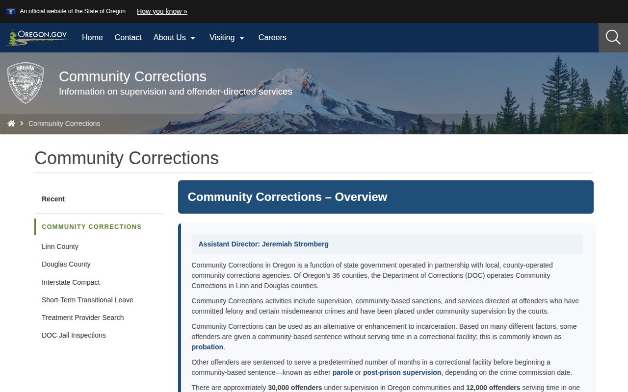 Oregon DOC Linn County parole and probation community corrections information