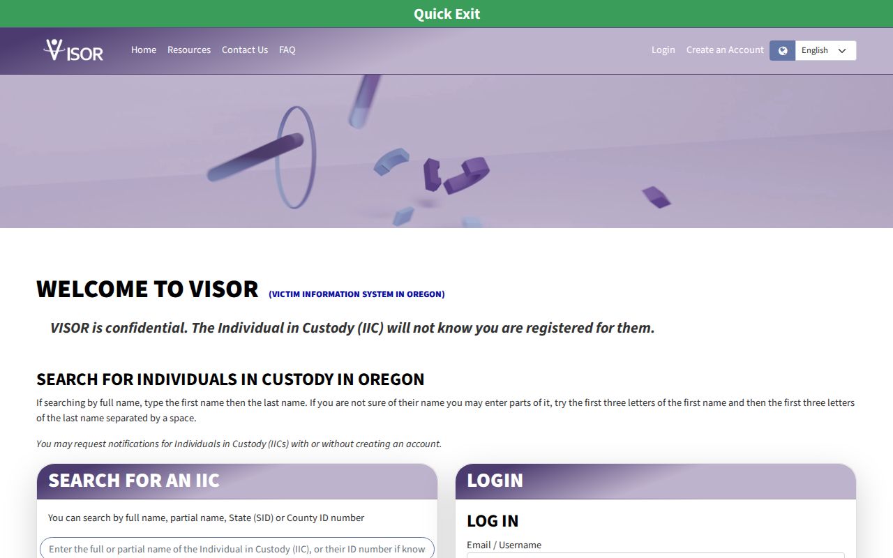 Oregon VISOR search used for a Linn County inmate release check